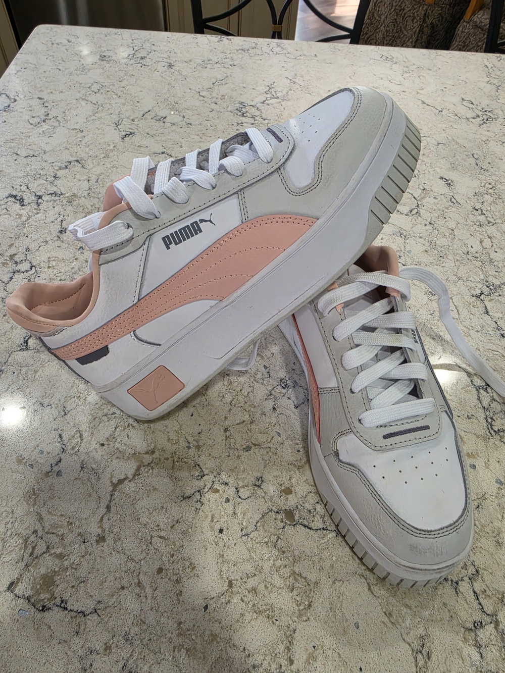 Puma Women’s Pink and White Low-Top Sneakers